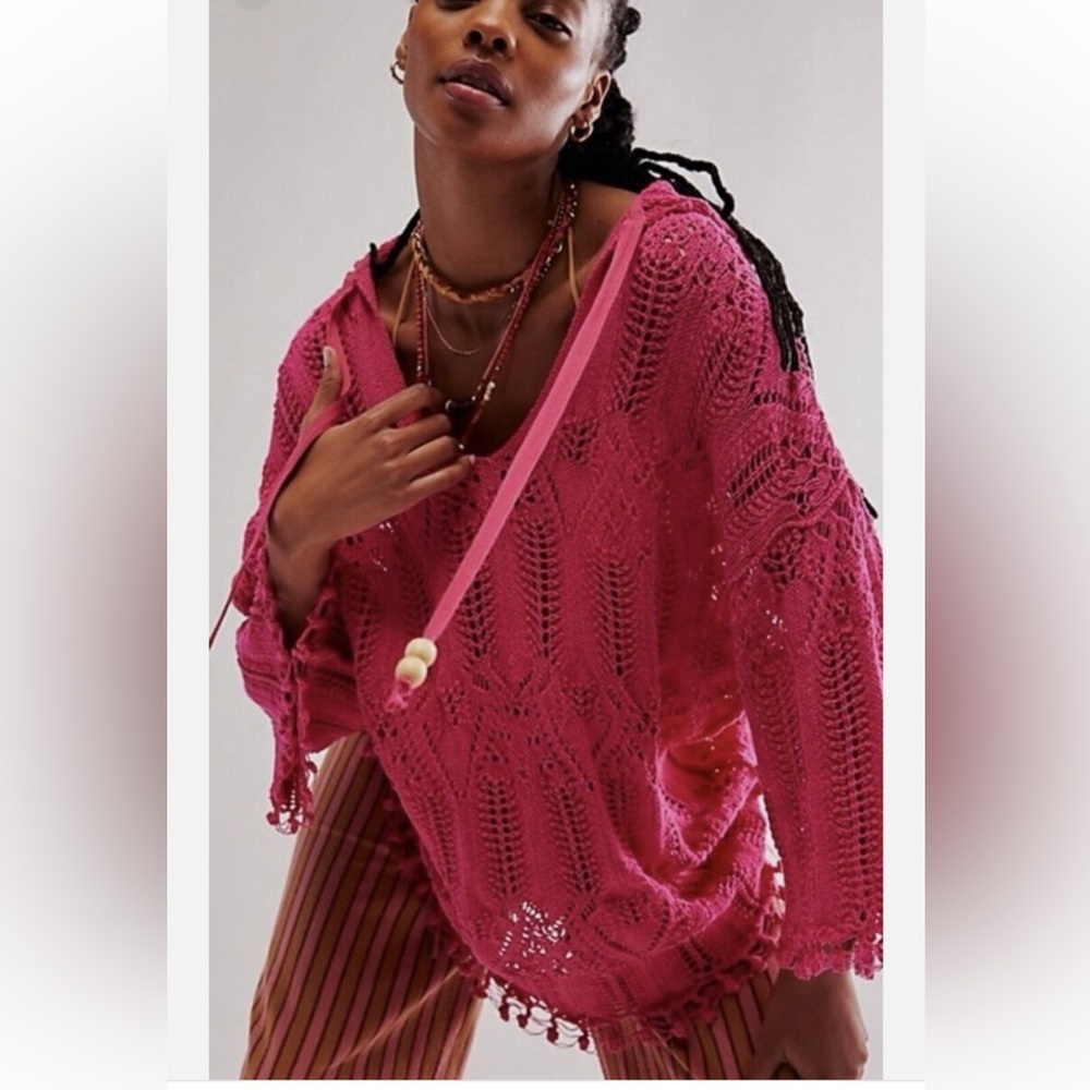Free People Pink Crochet Tunic